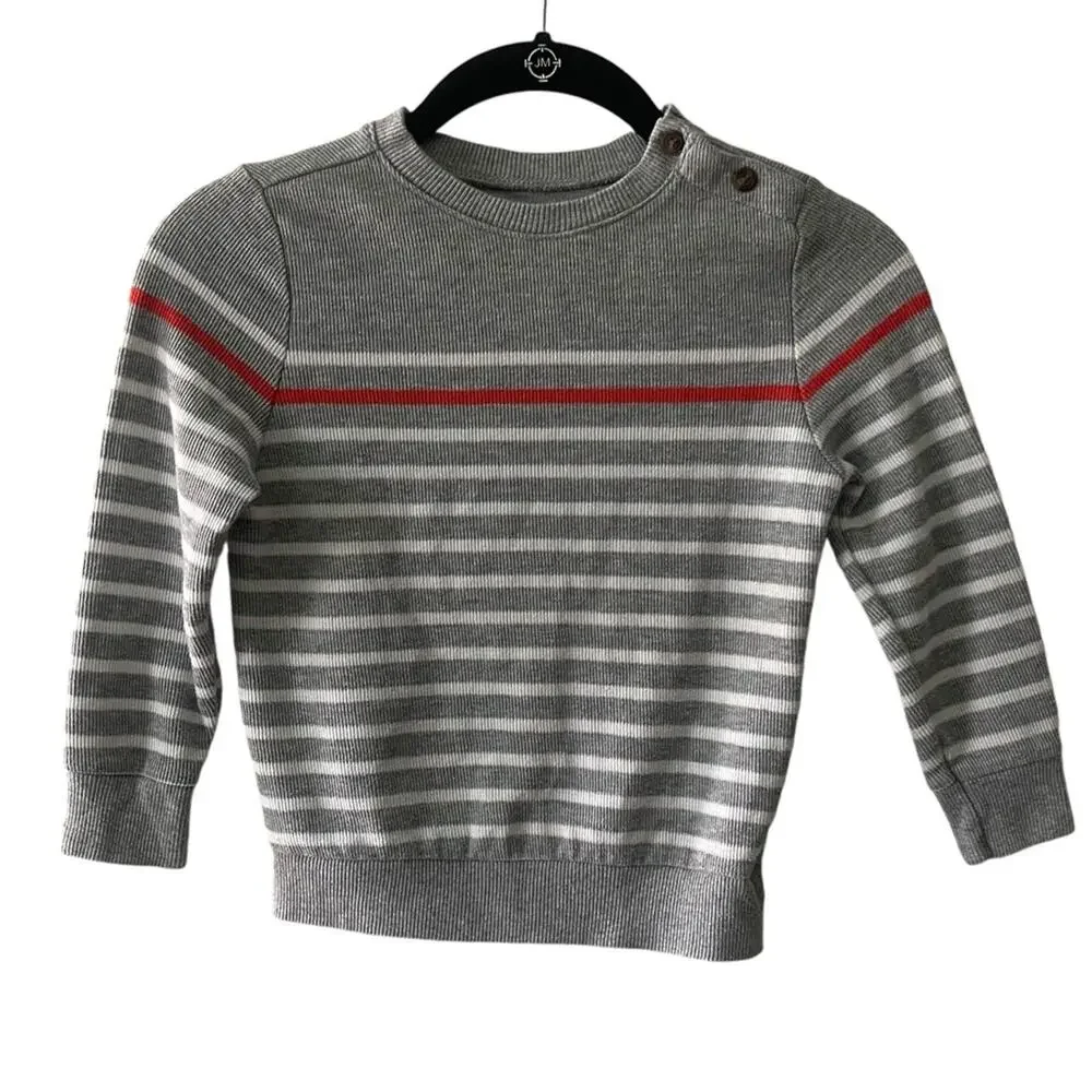 Old Navy Striped Crew Neck Knit Sweater Boys Gray Multi Size 5T